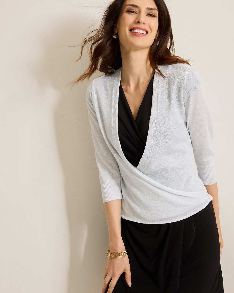 Addison Shimmer Linen-Blend Cardigan