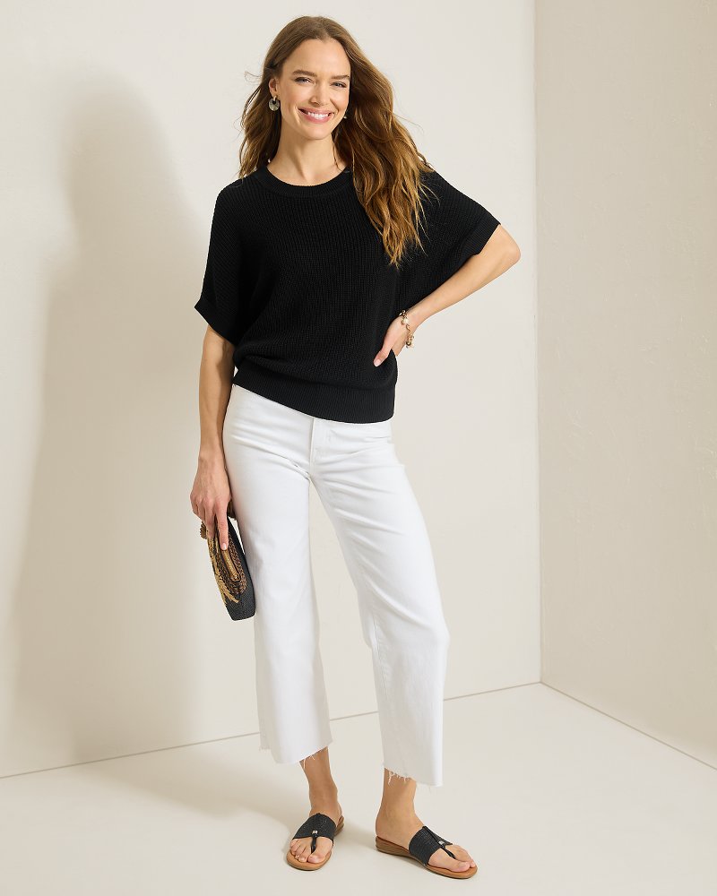 Thumbnail for Zandra Linen-Blend French-Sleeve Sweater