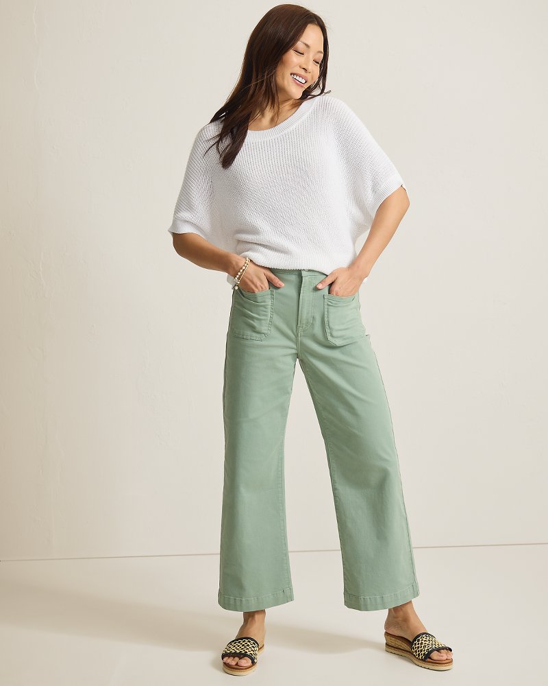Zandra Linen-Blend French-Sleeve Sweater