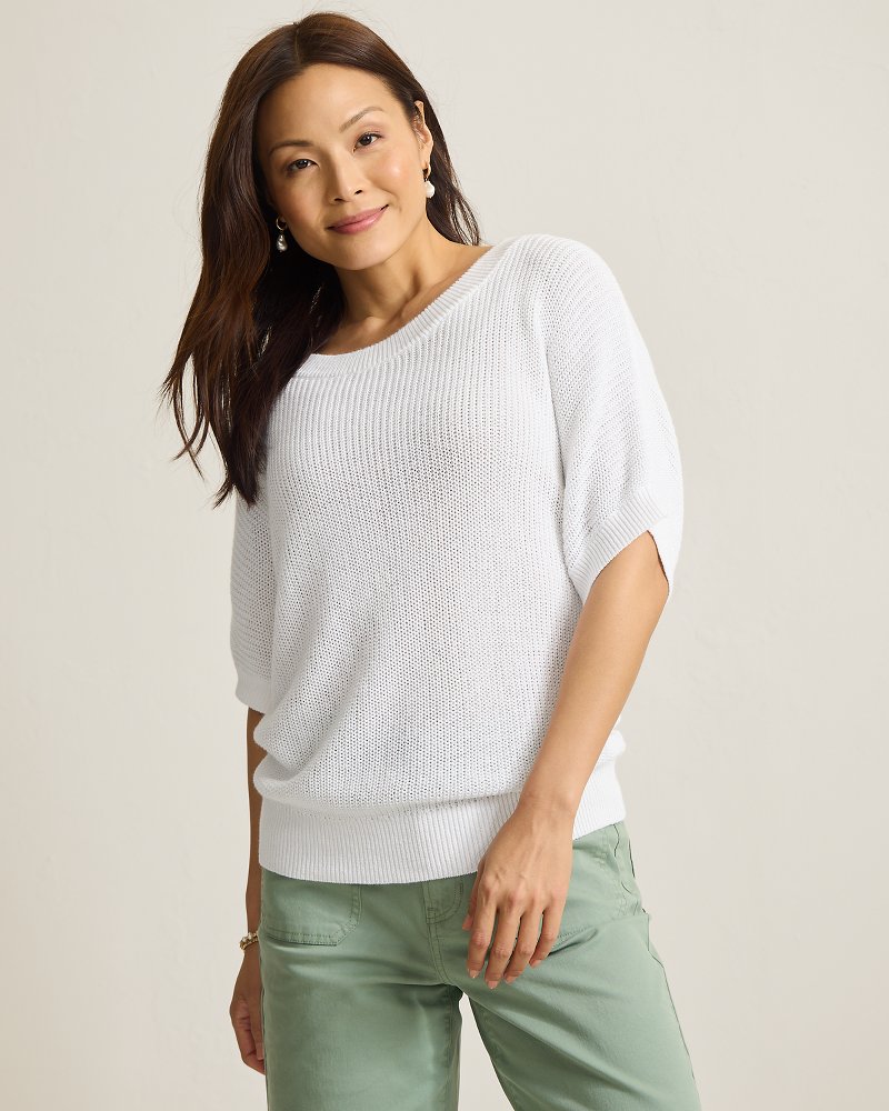 (取寄) トミーバハマ レディース ザンドラ リネン フレンチ スリーブ セーター  Bahama women Zandra Linen French Sleeve Sweater Black Zandra Linen-Blend French-Sleeve Sweater