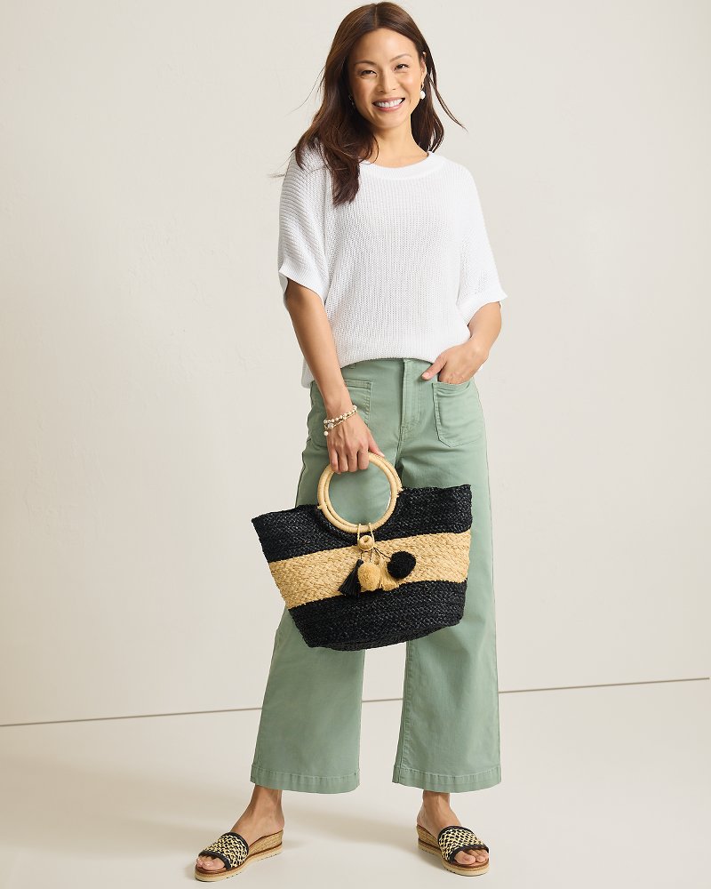 Zandra Linen-Blend French-Sleeve Sweater