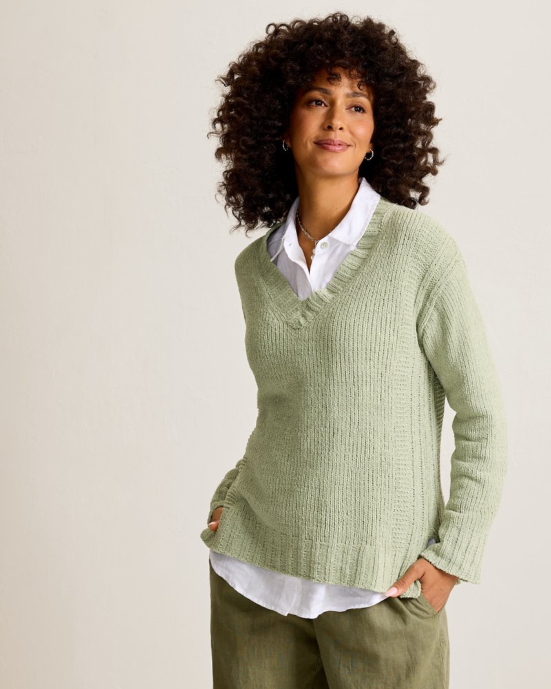Malibu Chenille V-Neck Sweater
