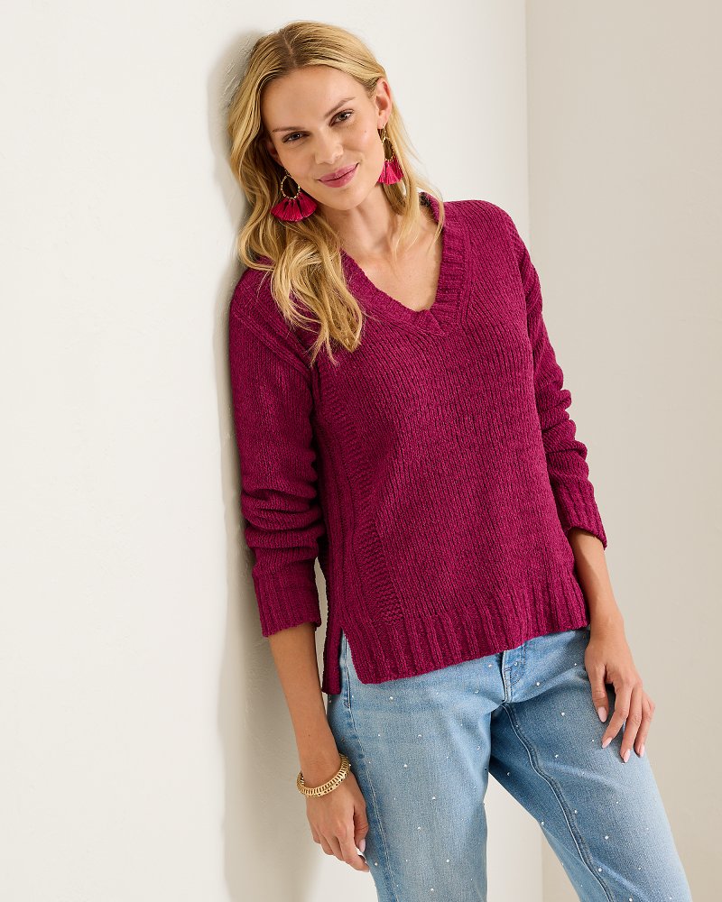 Malibu Chenille V-Neck Sweater