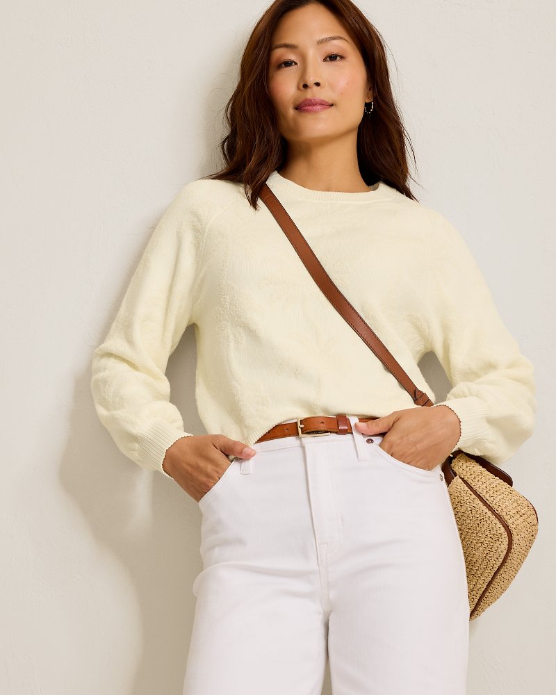 Beach Side Palm Cotton Crew Sweater