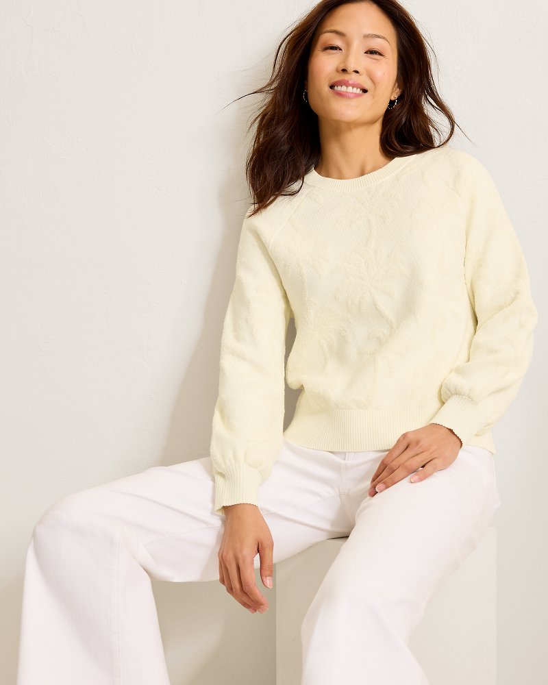 Beach Side Palm Cotton Crew Sweater