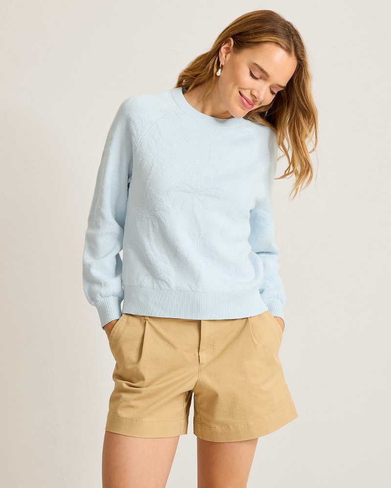 Beach Side Palm Cotton Crew Sweater