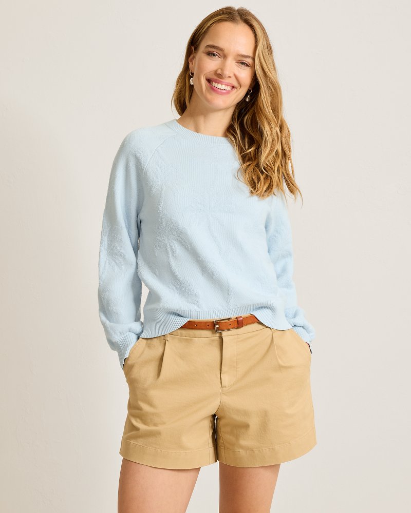Beach Side Palm Cotton Crew Sweater