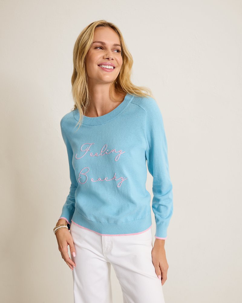 Feeling Beachy Cashmere-Blend Crew Sweater