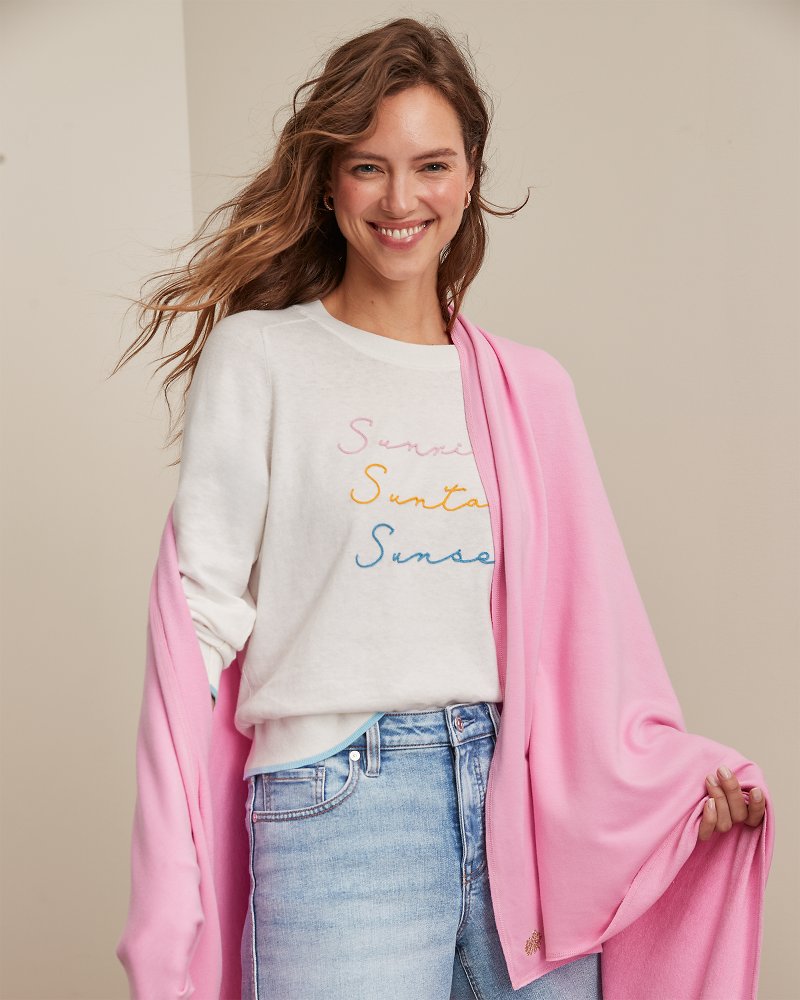 Sunrise, Suntan, Sunset Cashmere-Blend Crew Sweater