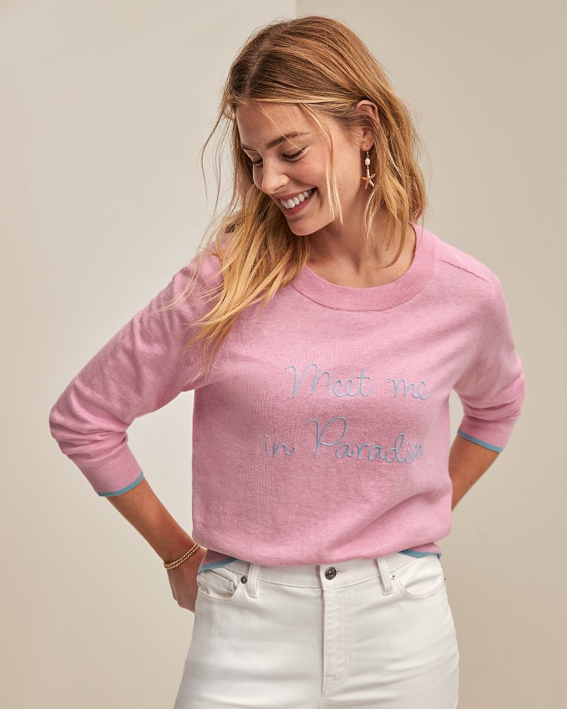 Meet Me in Paradise Cashmere-Blend Crew Sweater