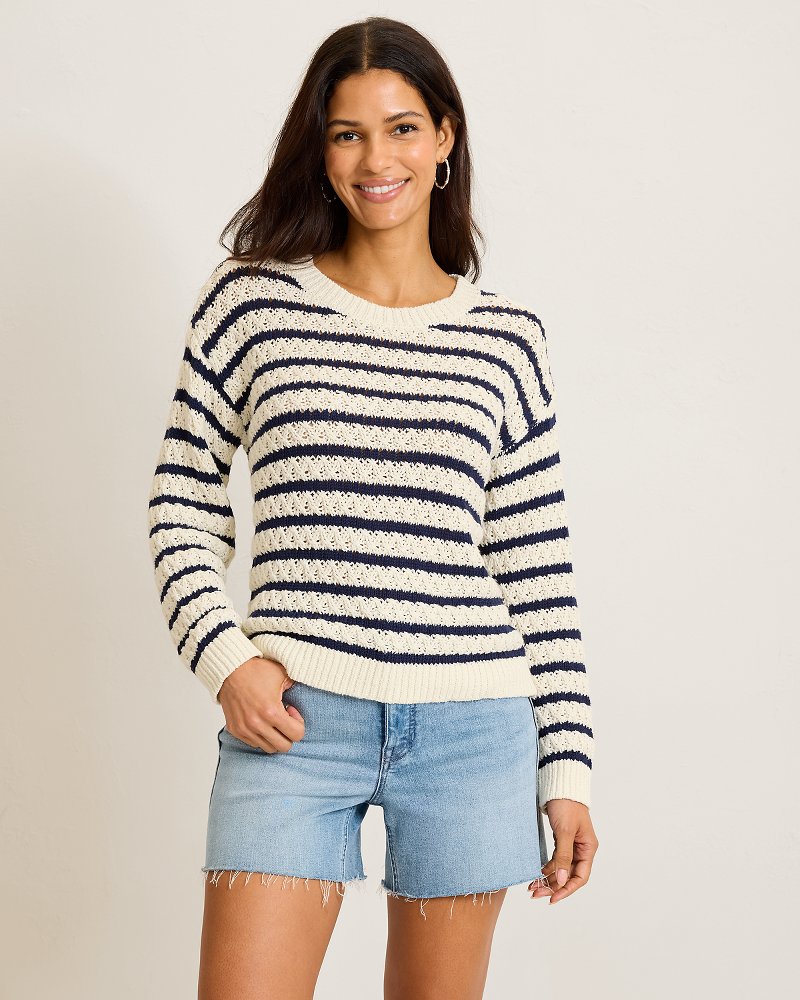 Pebblestone Bay Stripe Crew Sweater