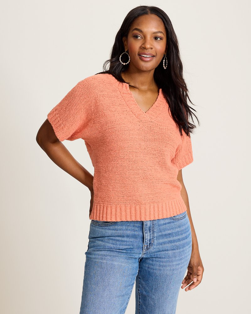 Harbor Pebble French-Sleeve Sweater