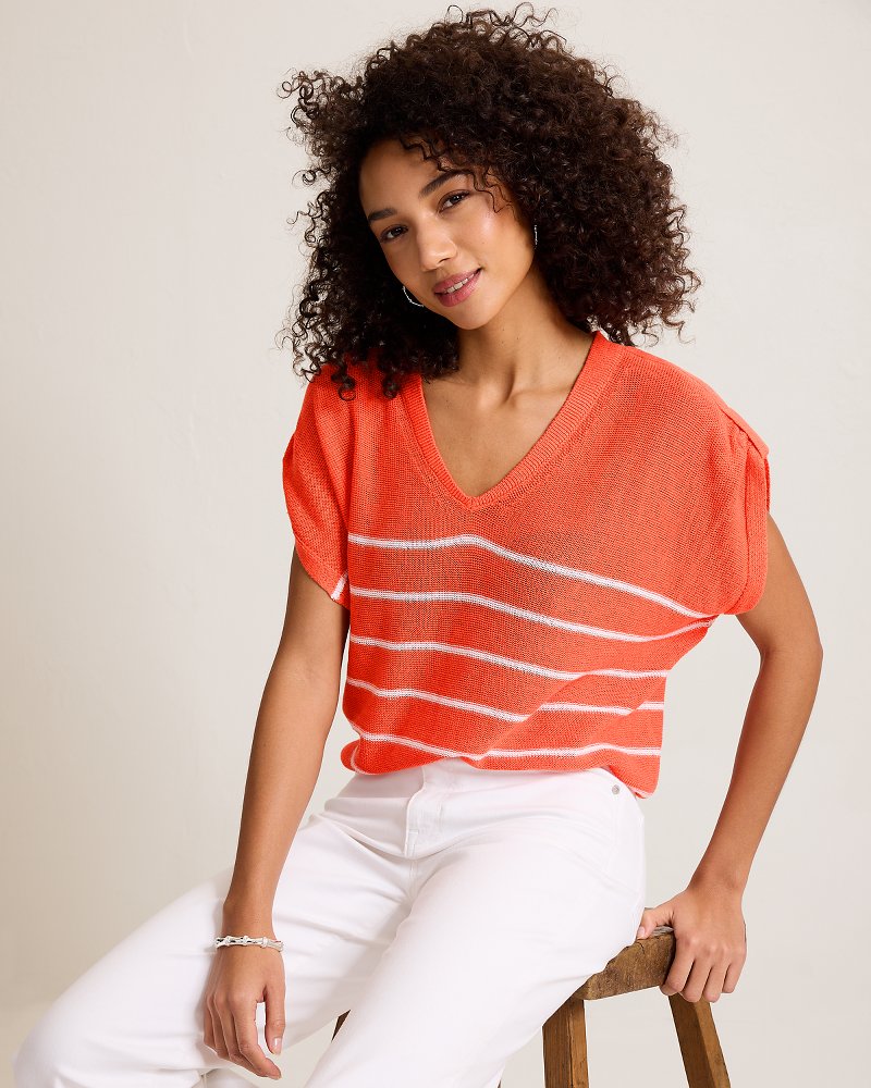 Lakes Edge Linen-Blend Stripe Sweater Top thumbnail 4