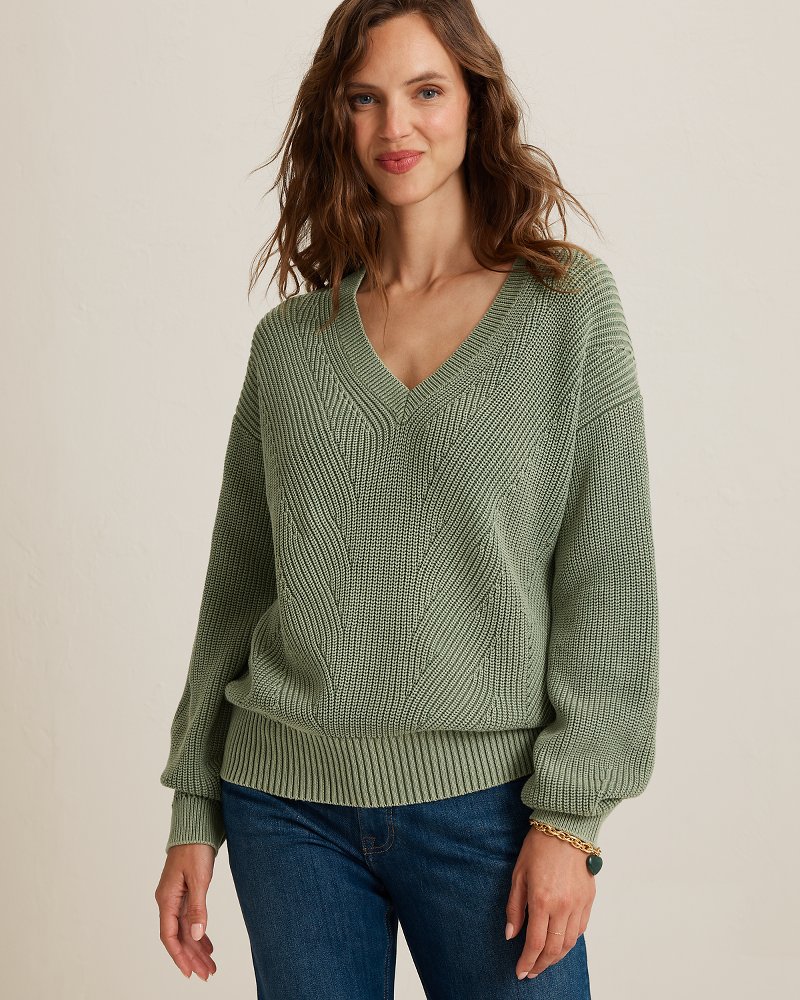 Salt & Sea Wash Wave V-Neck Sweater