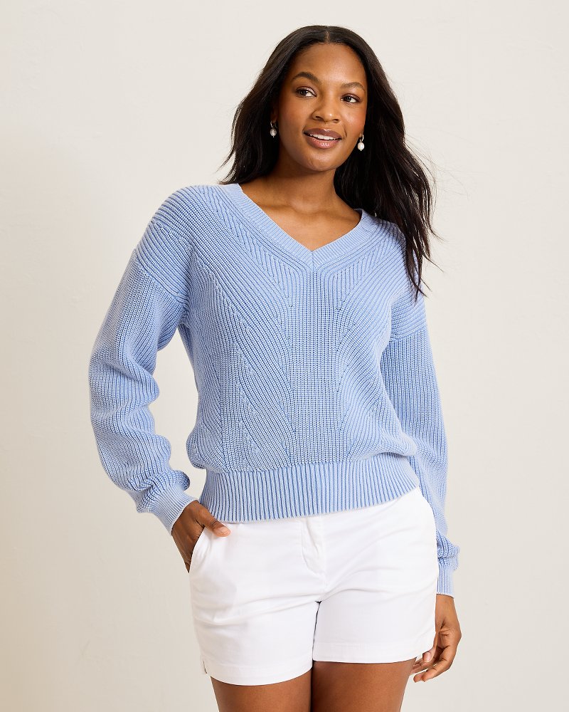 【美品】MARGA SAILOR SUMMER KNIT Amira Wave V-neck Cotton Knitted Cardigan
