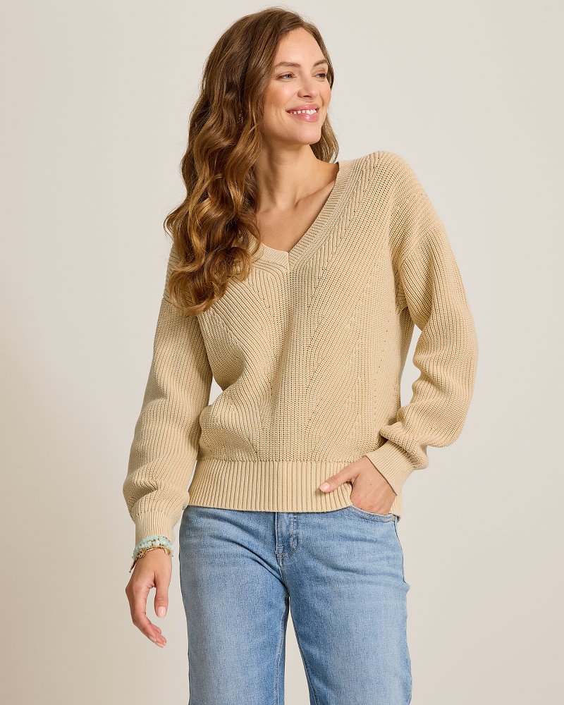 Salt & Sea Wash Wave V-Neck Sweater