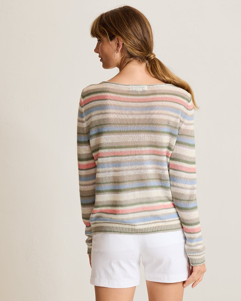 Cedar Linen Multi Stripe Bateau-Neck Sweater thumbnail 3