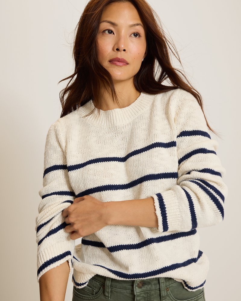 Surf Shore Cotton Stripe Crewneck Sweater