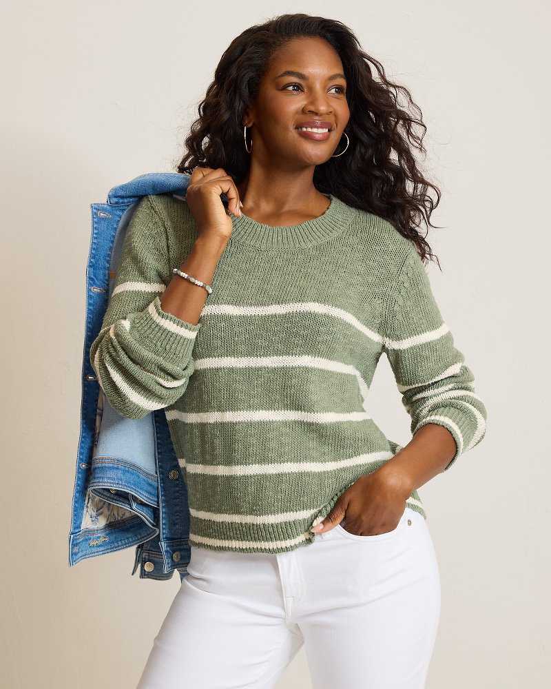 Surf Shore Cotton Stripe Crew Sweater