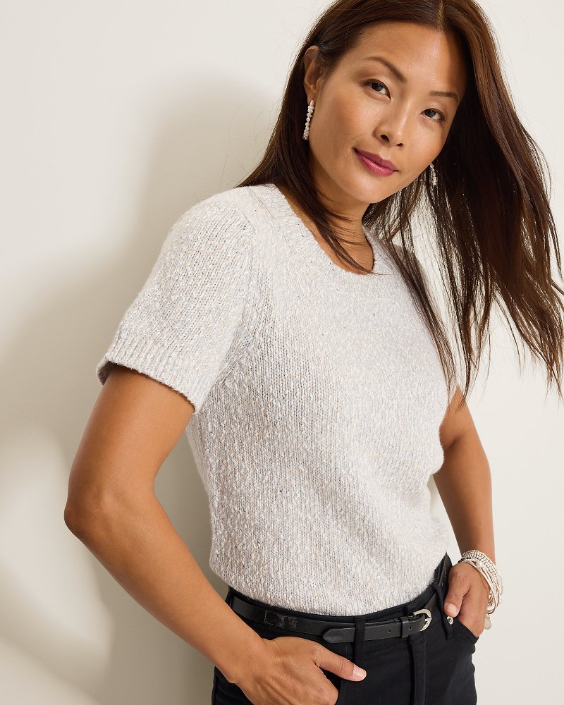 Beach Glow Short-Sleeve Wool-Blend Sweater