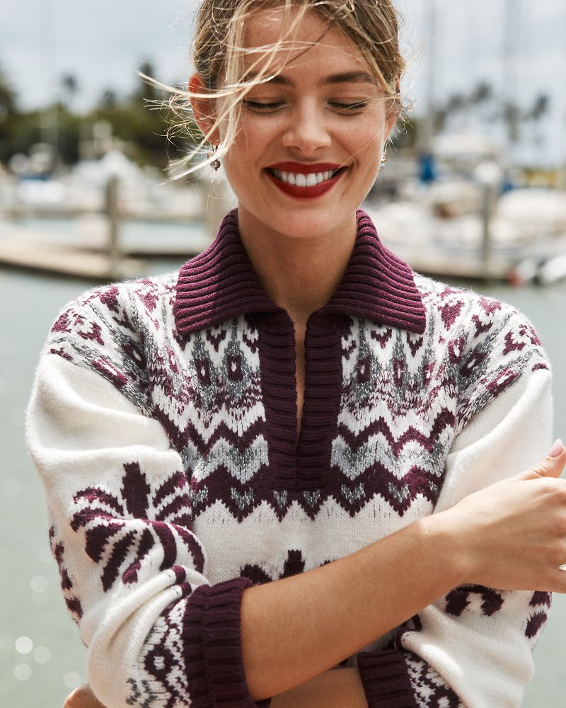 Cloud Bay Fairisle Johnny Collar Sweater