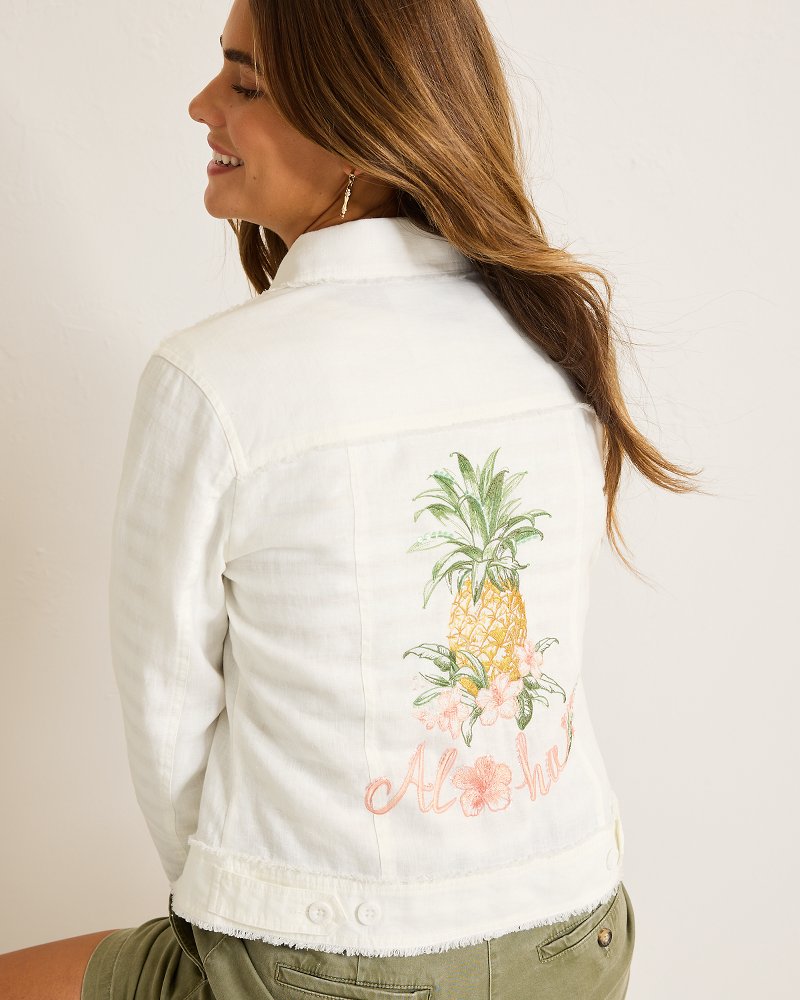 Two Palms Pineapple Paradise Linen Raw Edge Jacket