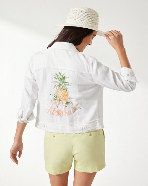Two Palms Pineapple Paradise Linen Raw-Edge Jacket