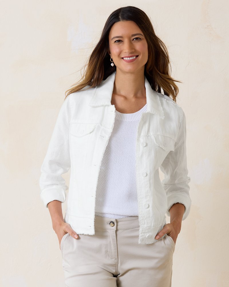 Two Palms Breezy Palm Embroidered Linen Jacket