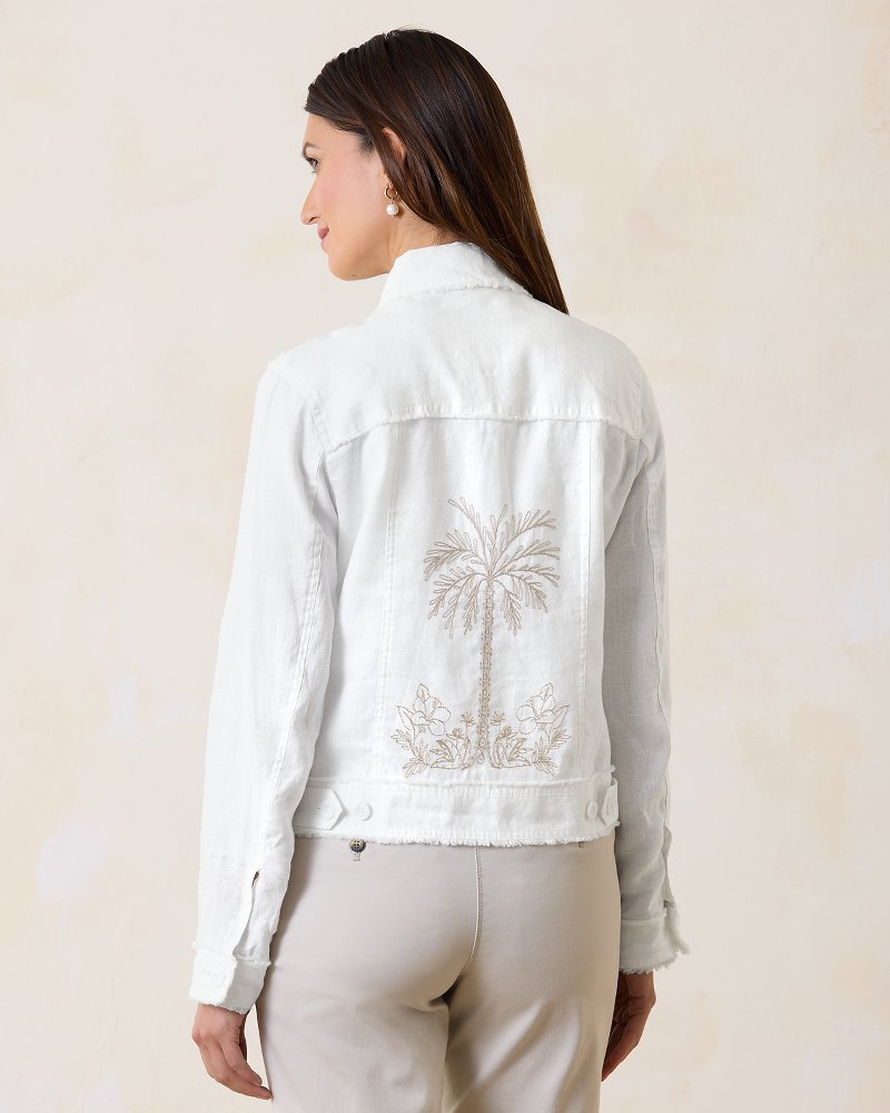 Two Palms Breezy Palm Embroidered Linen Jacket