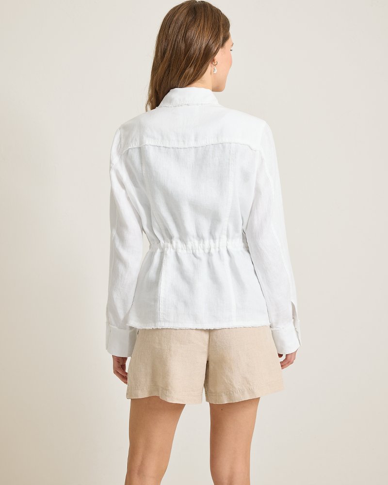 Thumbnail for Two Palms Linen Raw-Edge Utility Jacket
