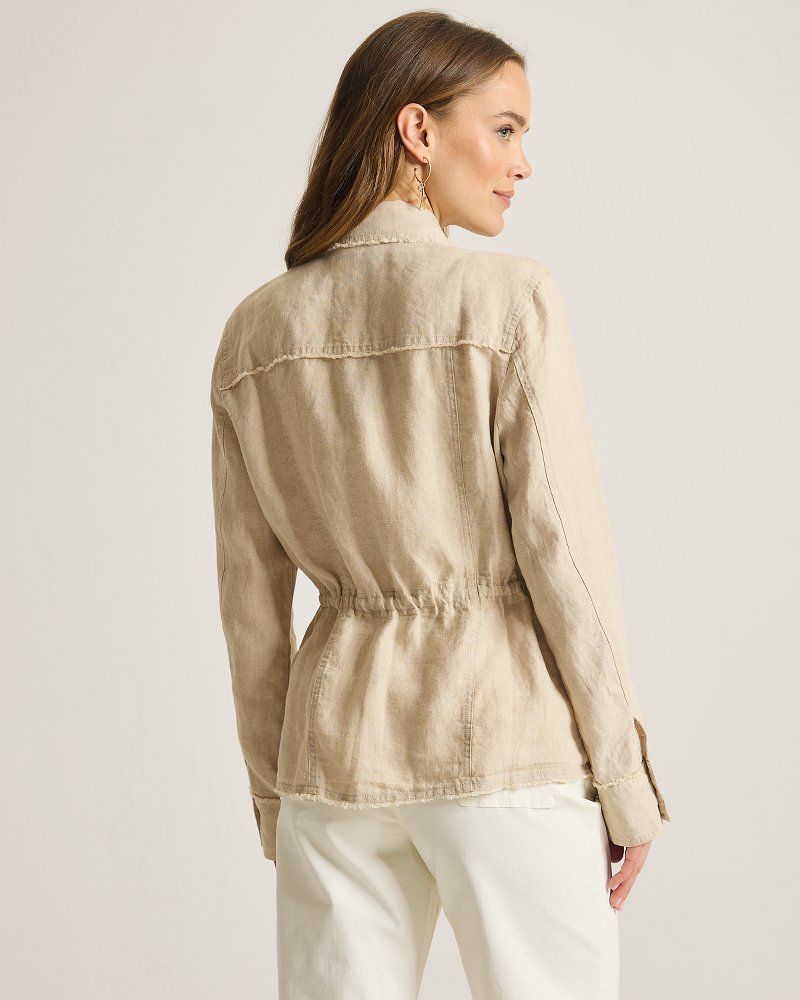 Thumbnail for Two Palms Linen Raw-Edge Utility Jacket