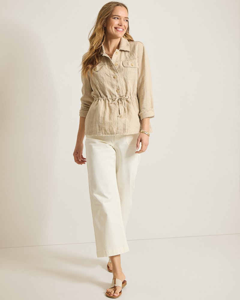 Thumbnail for Two Palms Linen Raw-Edge Utility Jacket