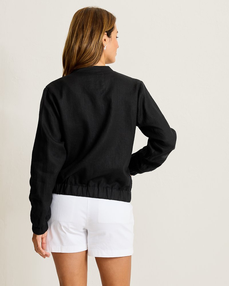 Thumbnail for Two Palms Linen Bomber Jacket