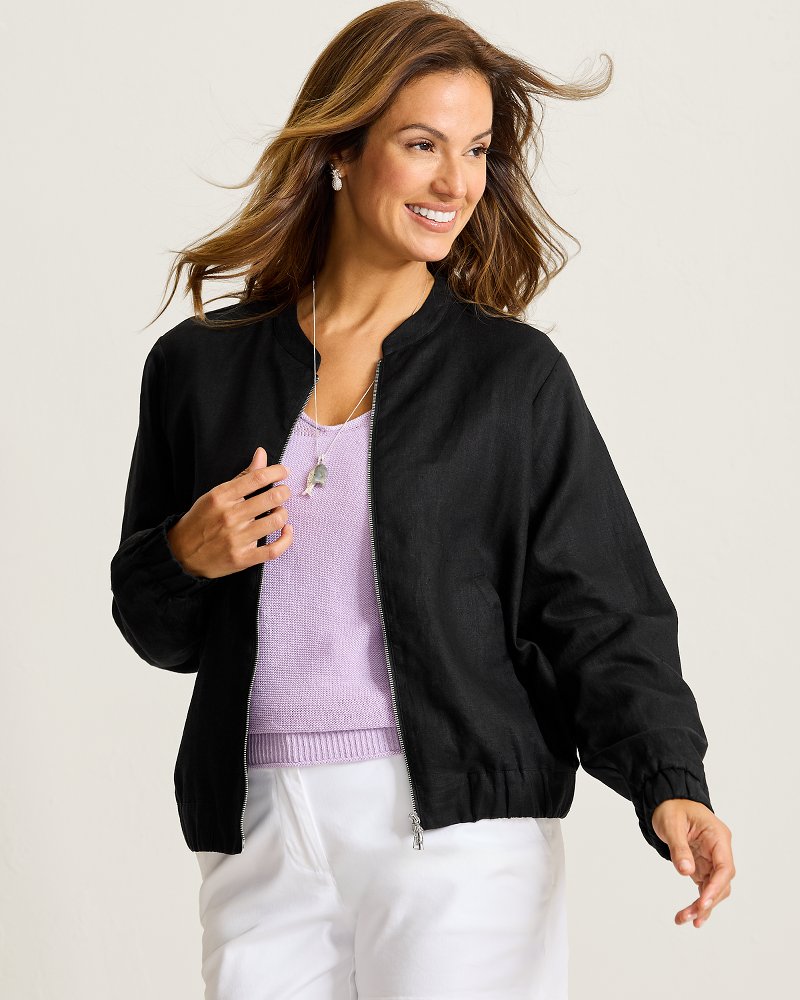 Thumbnail for Two Palms Linen Bomber Jacket