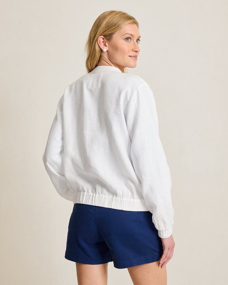Thumbnail for Two Palms Linen Bomber Jacket