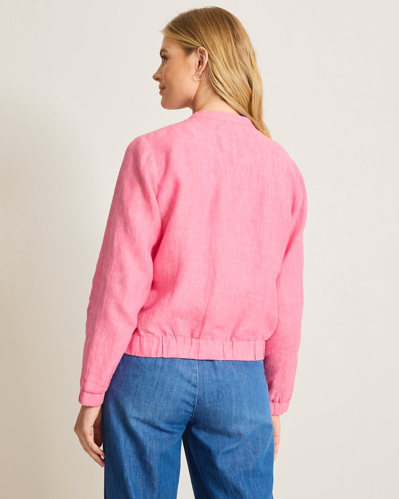 Thumbnail for Two Palms Linen Bomber Jacket