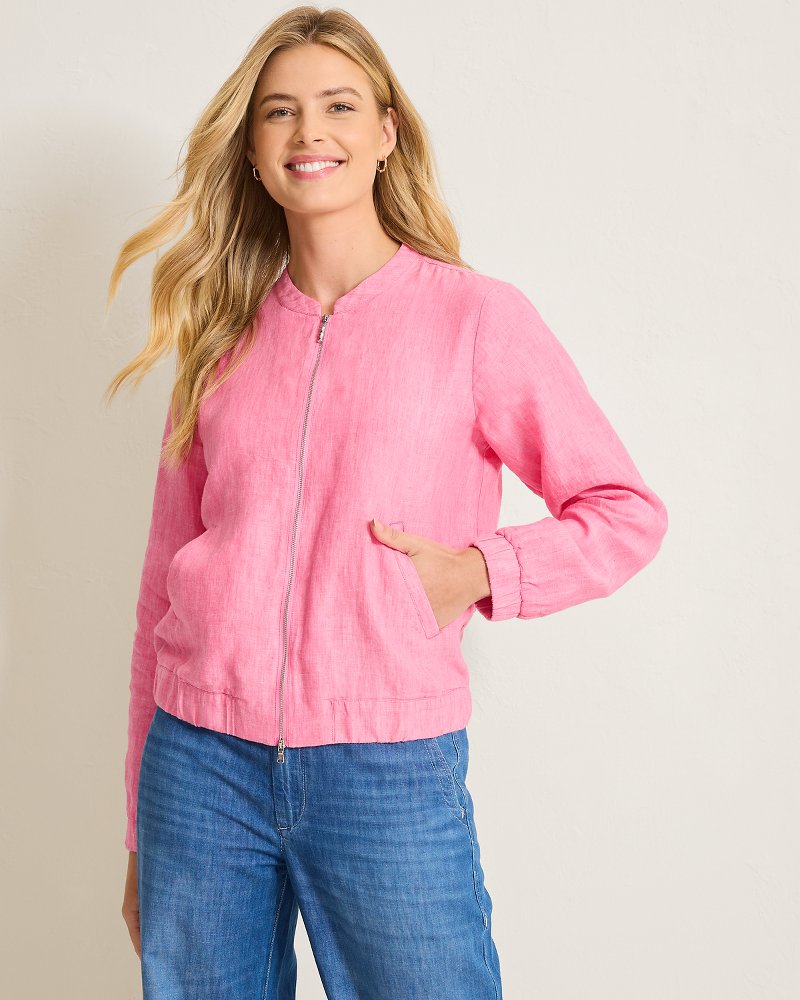Thumbnail for Two Palms Linen Bomber Jacket
