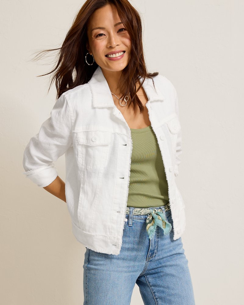 Two Palms Sequin Palm Linen Jacket