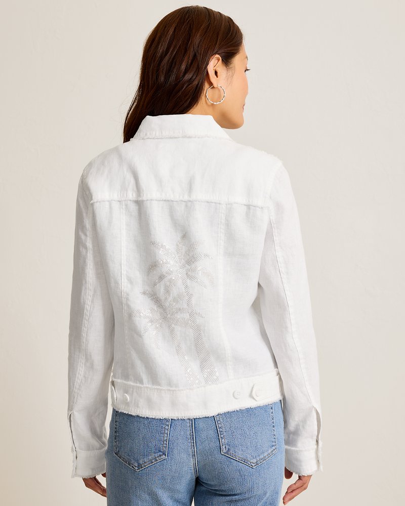 Two Palms Sequin Palm Linen Jacket