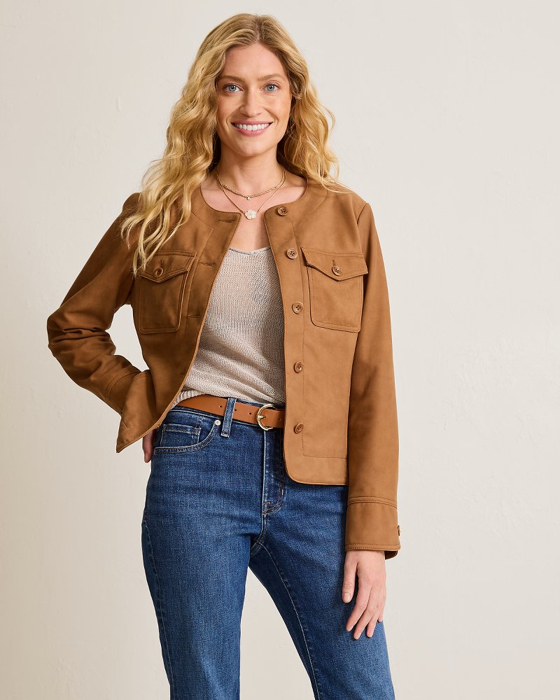 Leather Collarless Jacket