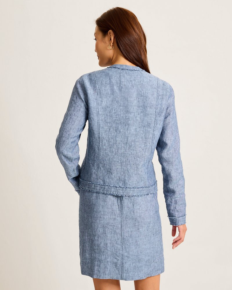 Two Palms Patch Pocket Raw-Edge Linen Jacket thumbnail 3