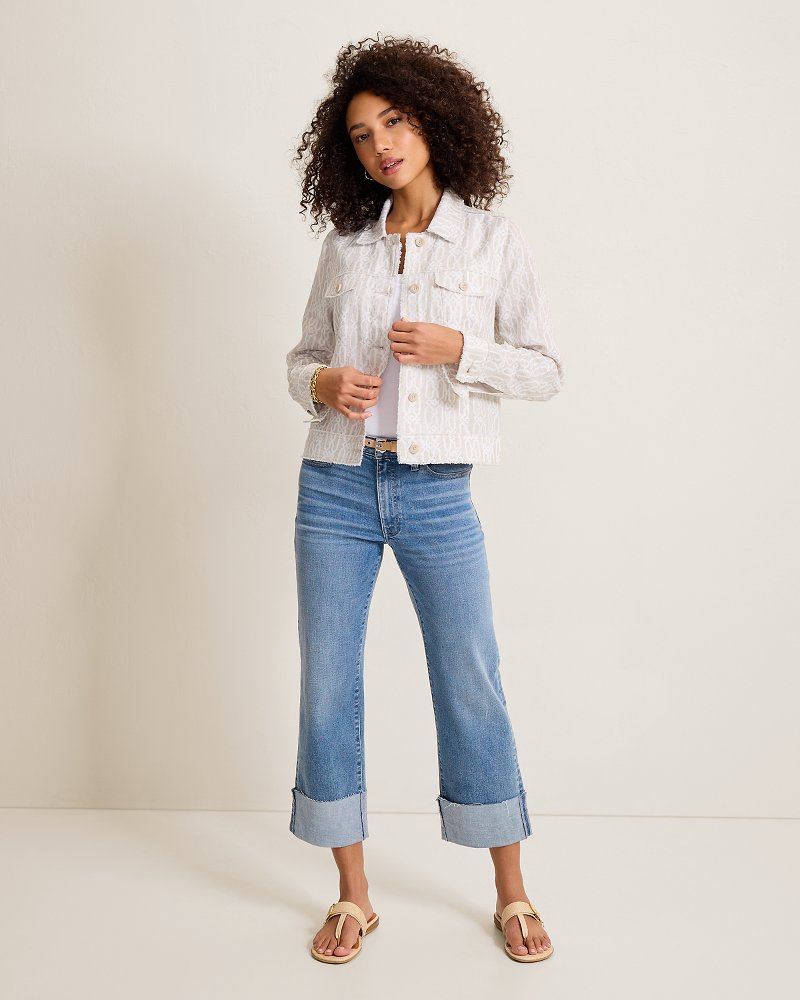 Two Palms Canopy Shores Raw-Edge Linen Jacket