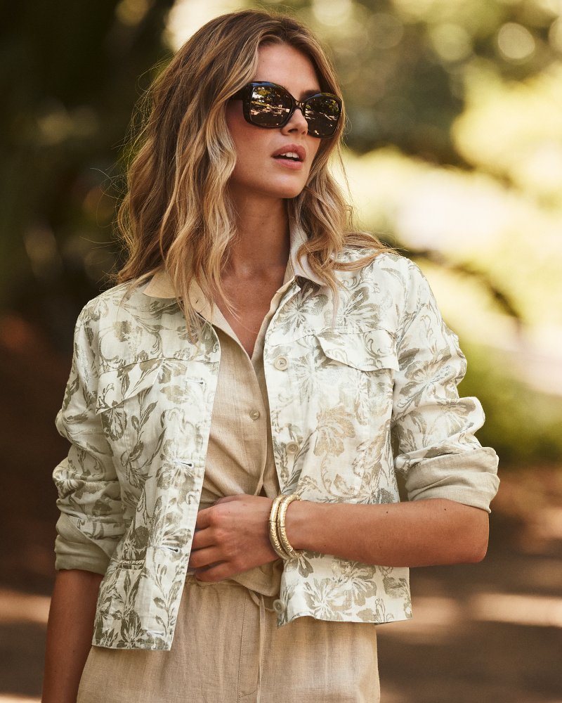 Two Palms Botanical Breeze Metallic Linen Field Jacket