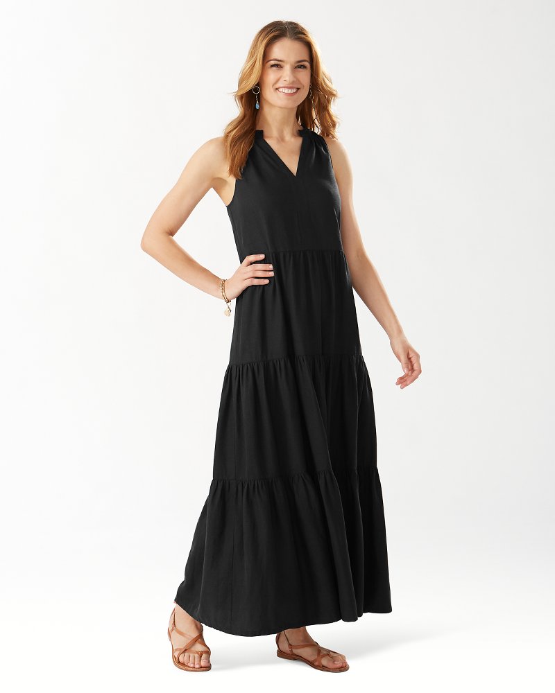 Lena Tiered Linen-Blend Maxi Dress