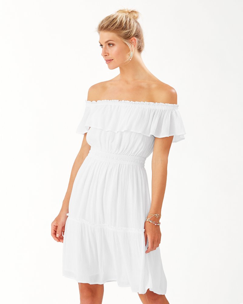 Caicos Crinkle Off-The-Shoulder Dress