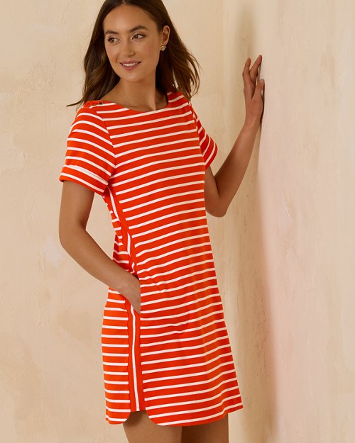 Jovanna Stripe Short-Sleeve Short Dress