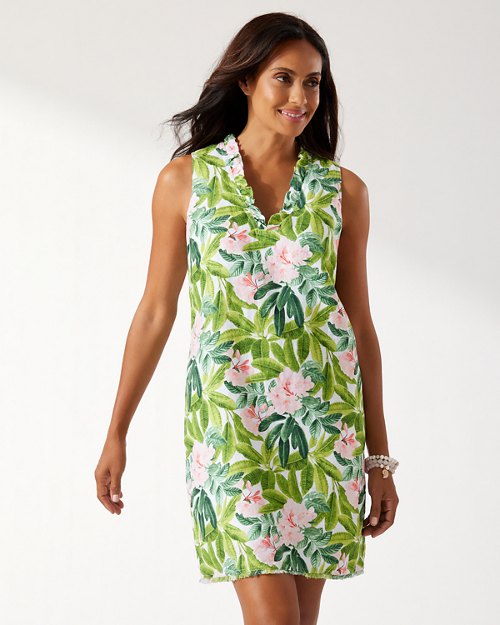 Two Palms Summersweet Ruffle Linen Dress