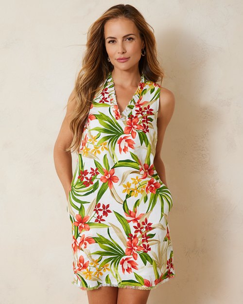 Two Palms Calli Cove Ruffle Linen Dress