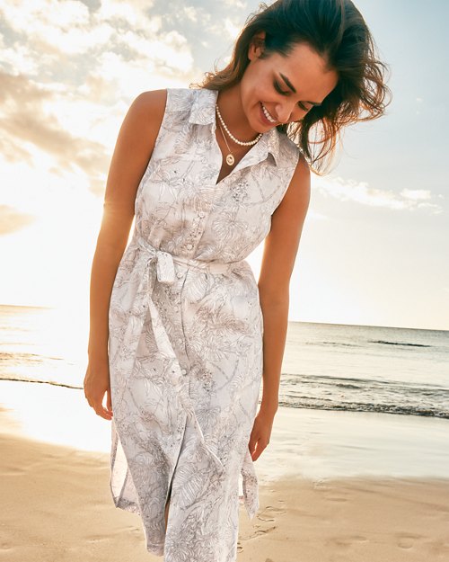 Two Palms Totally Toile Linen Shirt Dress