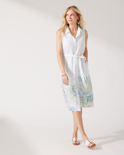Two Palms Tropical Retreat Linen Shirt Dress